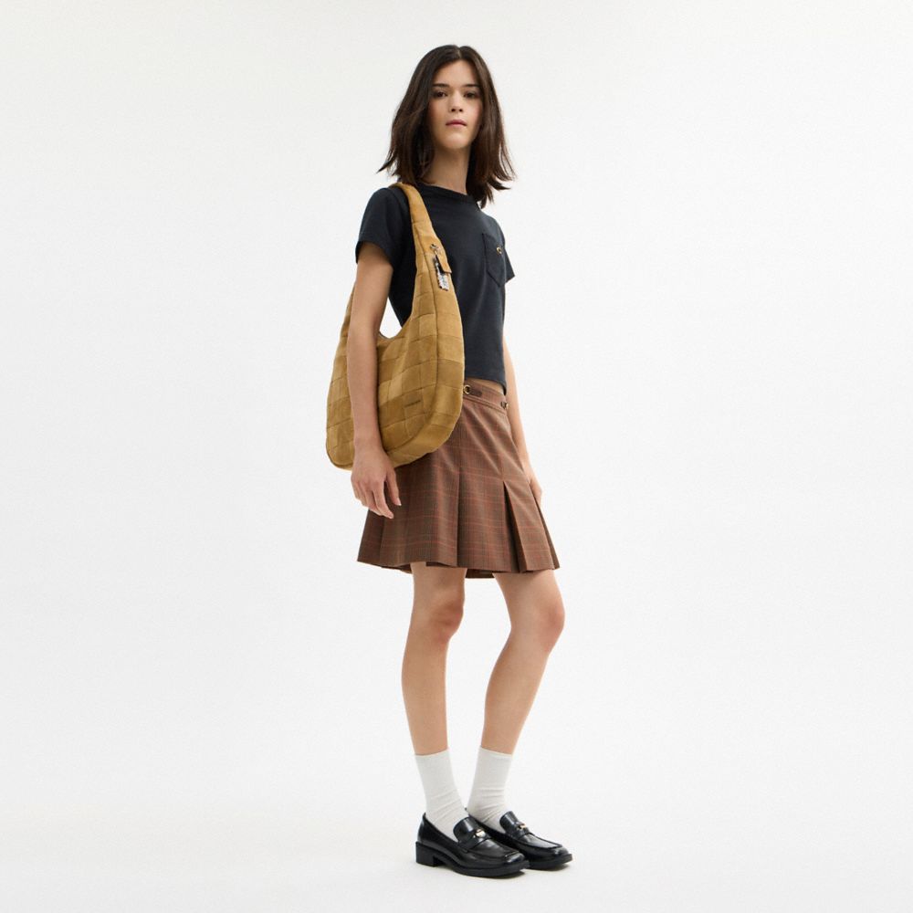 Coach Alter/Ego Large Crescent Shoulder Bag In Upcrafted Suede Sand Suede