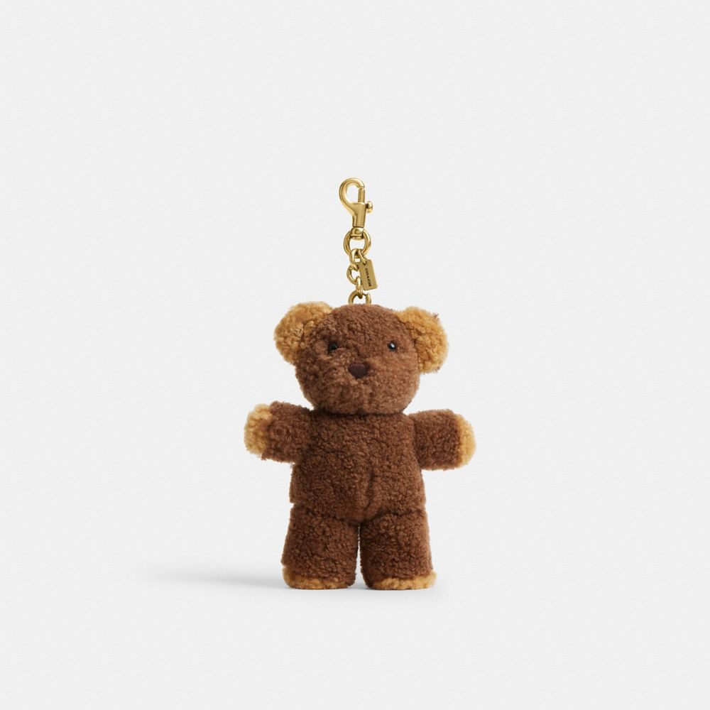 Coach Teddy Bear Bag Charm In Shearling Brass Multi
