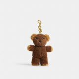 Coach Teddy Bear Bag Charm In Shearling Brass Multi