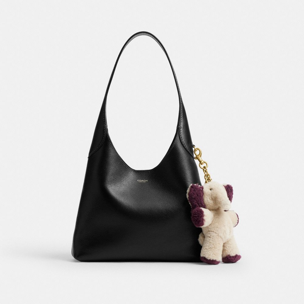 Coach Ellie Bag Charm In Shearling Brass Multi