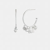 Coach Butterfly And Rexy Charm Hoop Earrings Silver