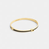 Coach Thin Enamel Signature Hinged Bangle Gold Black