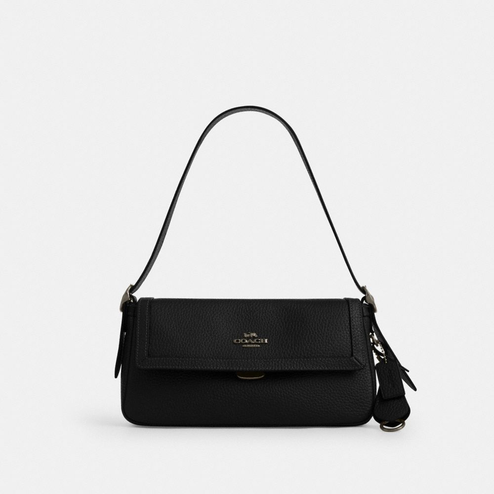 Coach Etta Small Flap Shoulder Bag Gunmetal Black
