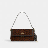 Coach Etta Small Flap Shoulder Bag In Signature Chenille Gold Truffle