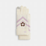 Coach Fair Isle Print Knit Gloves Chalk Multi
