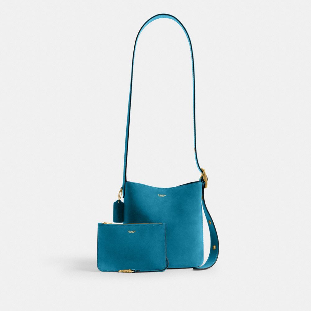 Coach Bleecker Bucket Bag 21 Dark Brass Sea Blue