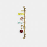 Coach New York Motif Chain Bag Charm Brass Multi