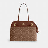 Coach Easton Tote Bag In Signature Chenille Gold Light Khaki Vintage Brown