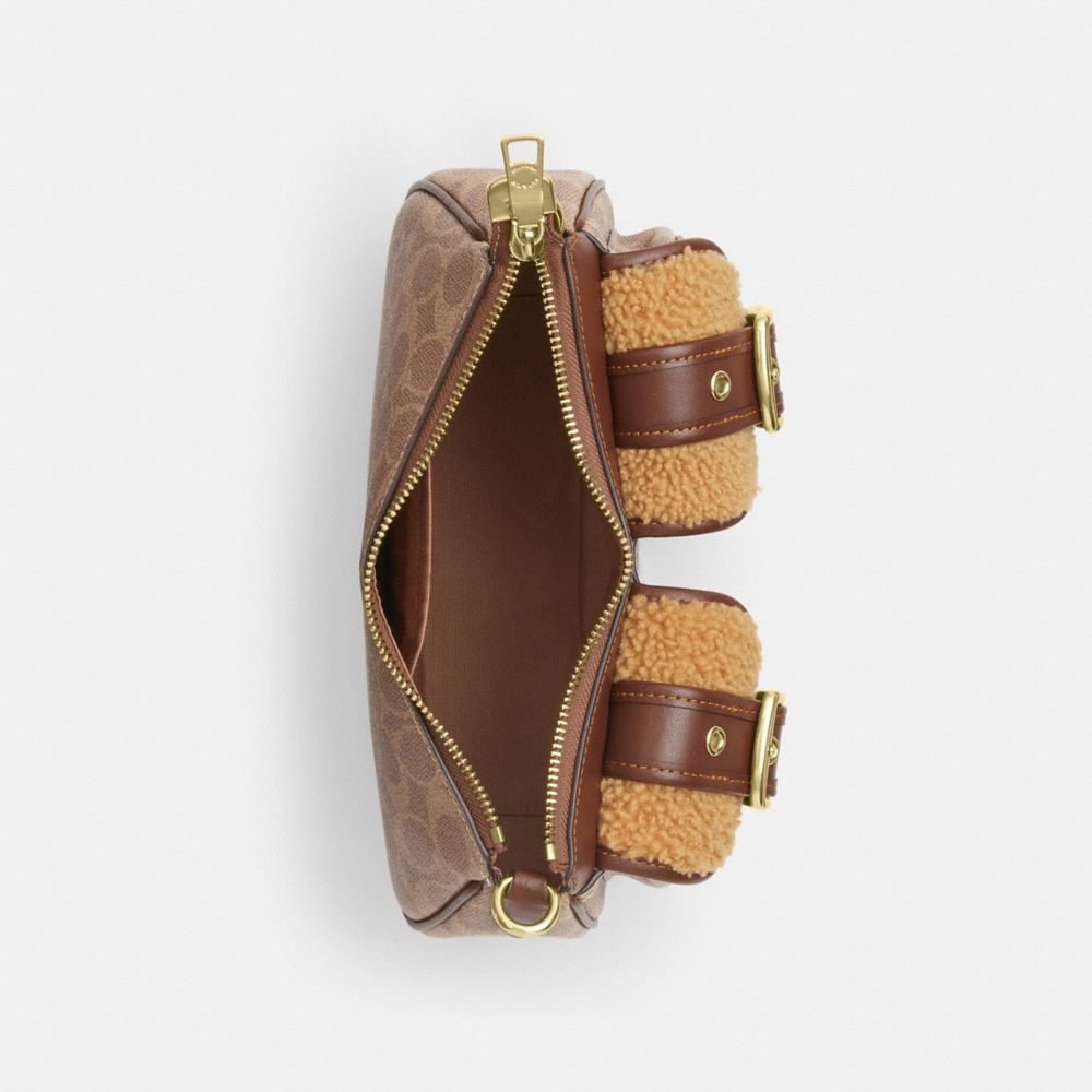 Coach Ashton Bag With Signature Canvas Gold Tan Vintage Brown