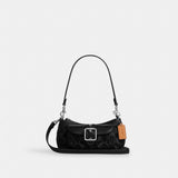Coach Ashton Mini Shoulder Bag In Signature Denim Silver Black