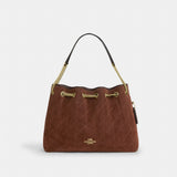 Coach Evelyn Shoulder Bag With Quilting Gold Vintage Brown Maple