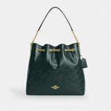 Coach Evelyn Large Shoulder Bag With Quilting Gold Dark Teal