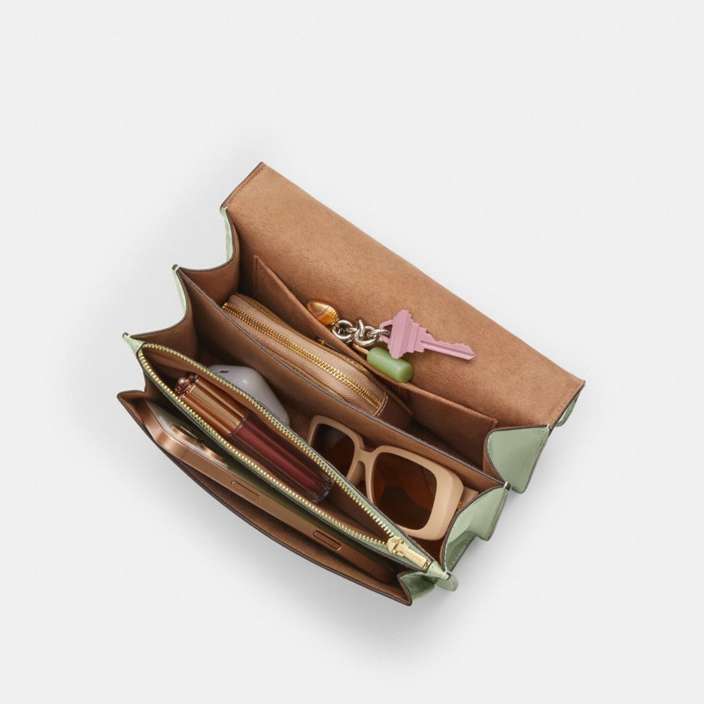 Coach Klare Crossbody Bag In Signature Leather Gold Pale Green