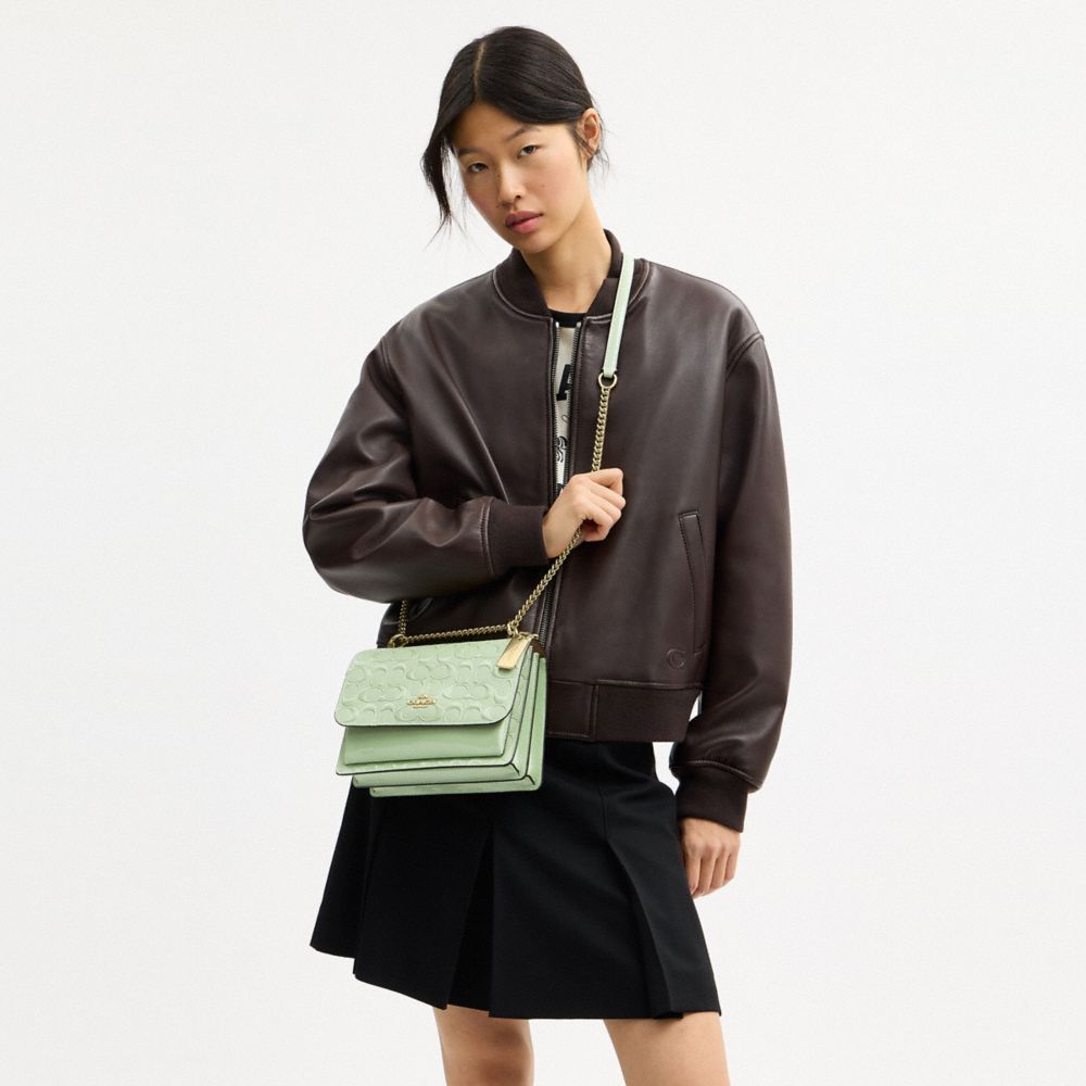 Coach Klare Crossbody Bag In Signature Leather Gold Pale Green