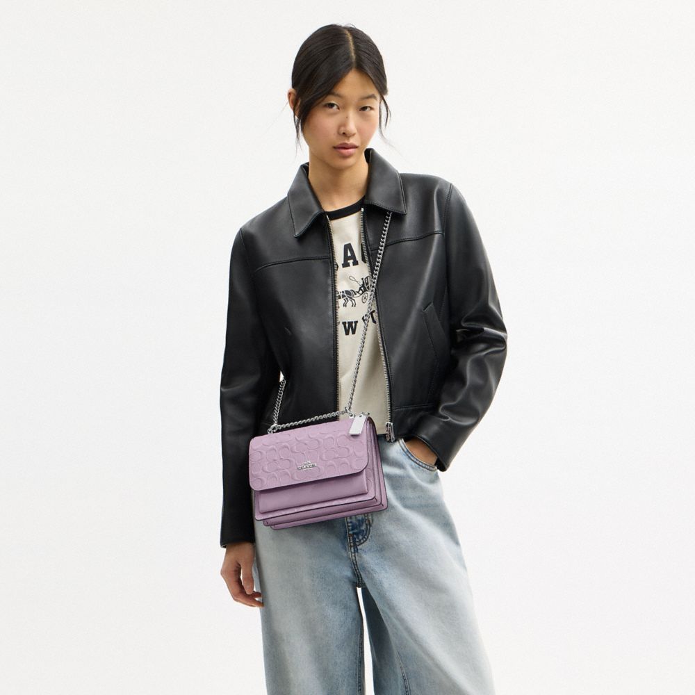 Coach Klare Crossbody Bag In Signature Leather Silver Light Violet