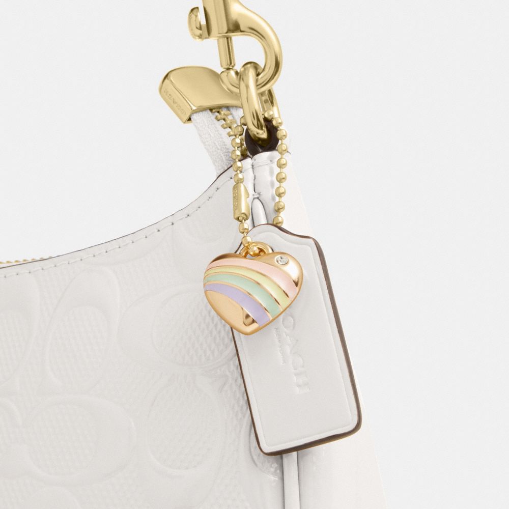 Coach Teri Shoulder Bag In Signature Leather With Heart Charm Gold Chalk