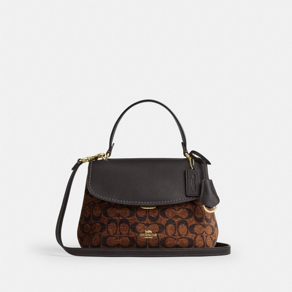 Coach Emory Top Handle Bag In Signature Chenille Gold Truffle