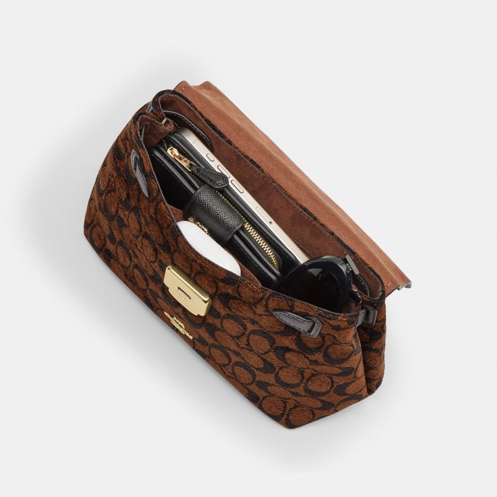 Coach Emory Top Handle Bag In Signature Chenille Gold Truffle