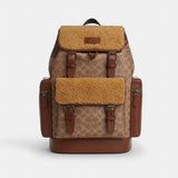 Coach Sprint Backpack In Signature Canvas Gunmetal Tan Vintage Brown