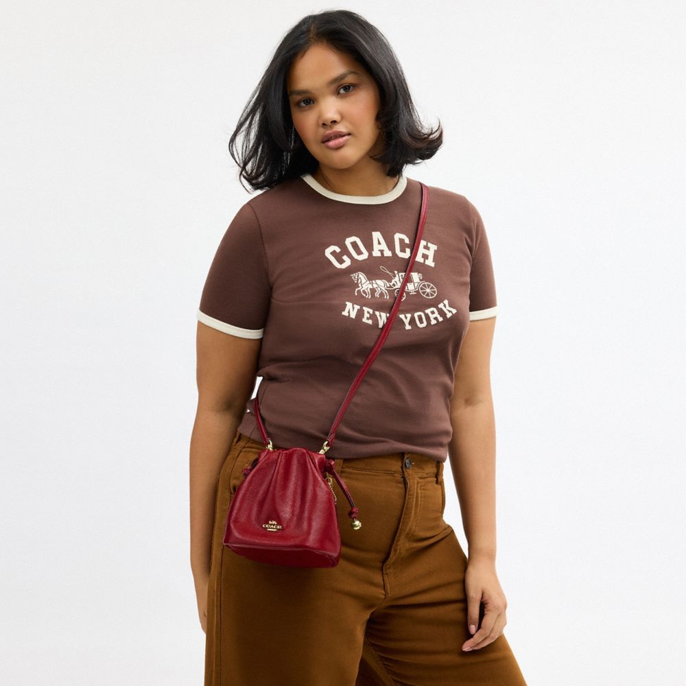 Coach Faye Mini Drawstring Bag Gold Dark Cardinal