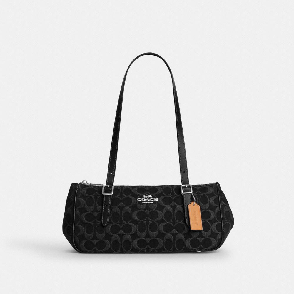 Coach Asher Shoulder Bag In Signature Denim Silver Black