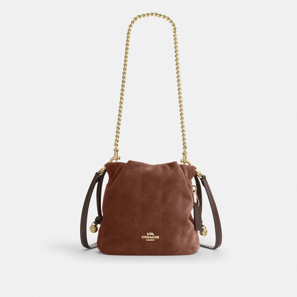 Coach Faye Mini Drawstring Bag With Quilting Gold Vintage Brown Maple