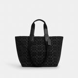 Coach Small Tour Tote Bag In Signature Denim Silver Black