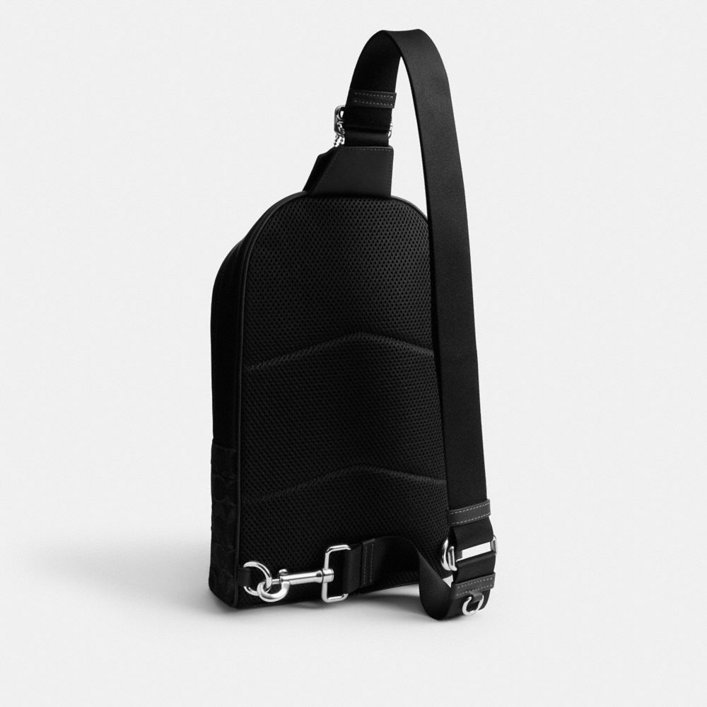 Coach West Pack In Signature Denim Silver Black