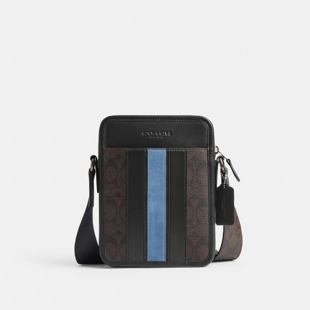 Coach Sullivan Crossbody Bag In Signature Canvas With Varsity Stripe Gunmetal