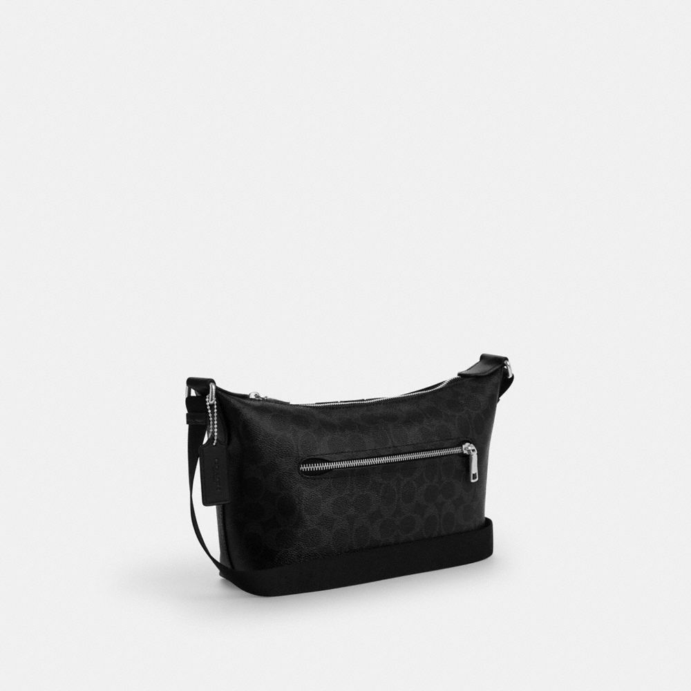 Coach Small Finn Crossbody Bag With Pouch In Signature Canvas With Varsity Stripe Silver Black Multi