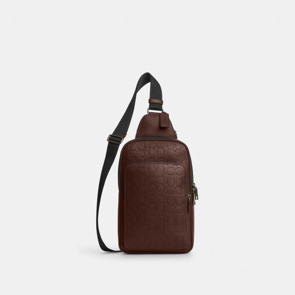 Coach Ethan Pack In Signature Leather Gunmetal Maple