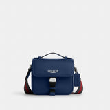 Coach Racer Crossbody Bag With Varsity Stripe Webbing Silver Deep Blue Multi