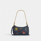 Coach Teri Mini Crossbody Bag With Embroidery Gold Dark Denim