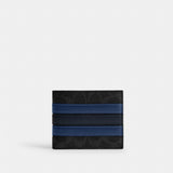 Coach Id Billfold Wallet In Signature Canvas With Varsity Stripe Black