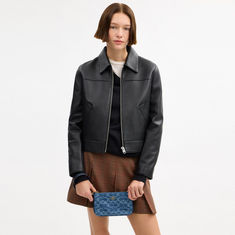 Coach Nolita 19 In Signature Denim Gold Indigo