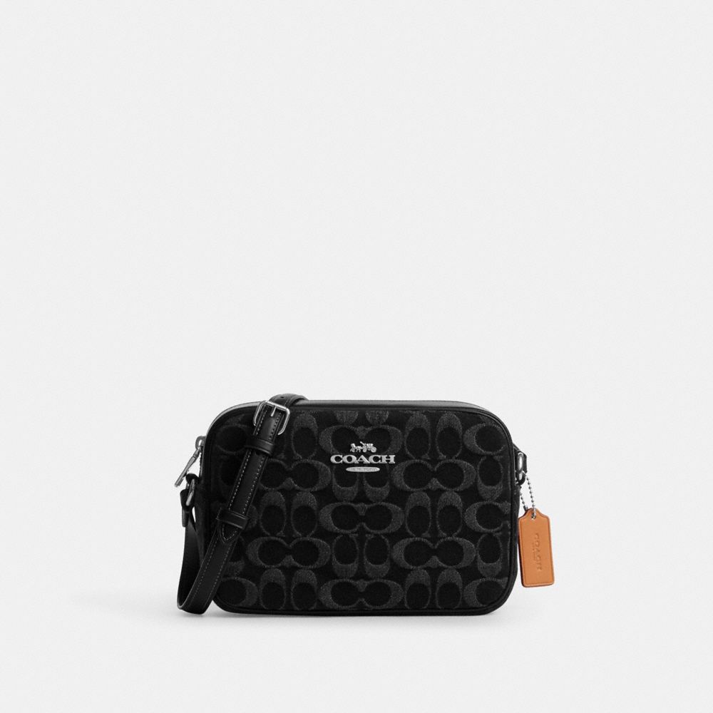 Coach Jamie Camera Bag In Signature Denim Silver Black