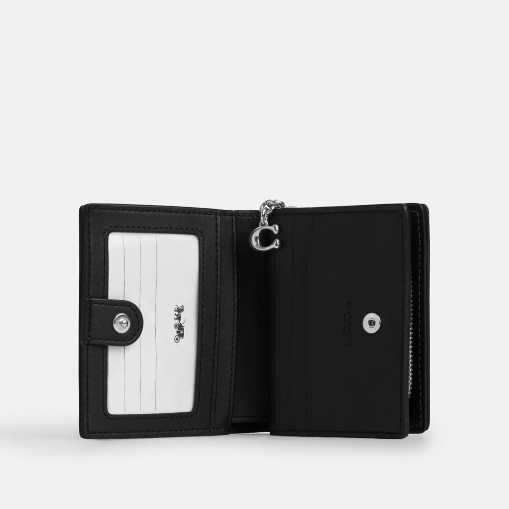Coach Snap Wallet In Signature Denim Silver Black