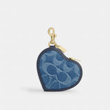 Coach Heart Bag Charm In Signature Denim Gold Indigo