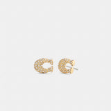 Coach Pavé C Stud Earrings Gold