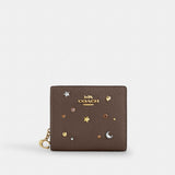 Coach Snap Wallet With Rivets Gold Dark Stone