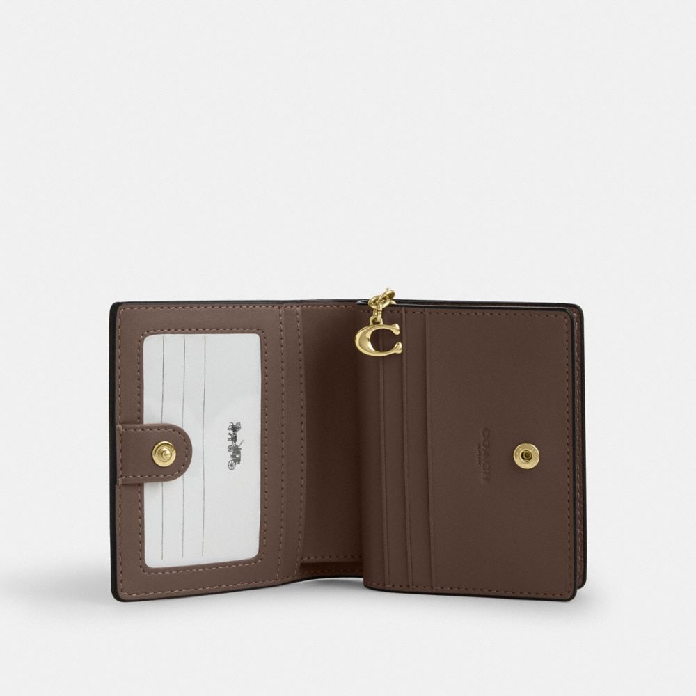 Coach Snap Wallet With Rivets Gold Dark Stone