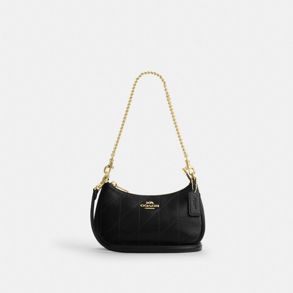 Coach Teri Mini Crossbody Bag With Quilting Gold Black