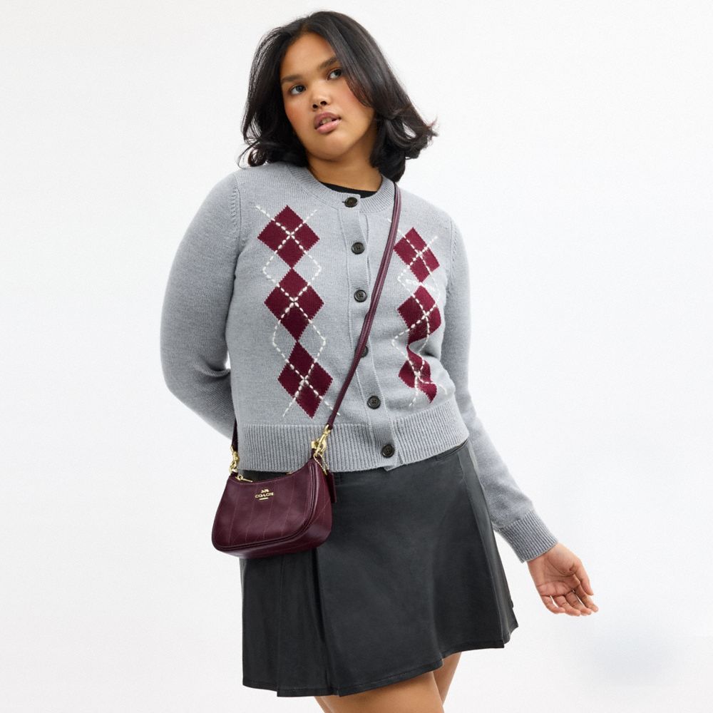 Coach Teri Mini Crossbody Bag With Quilting Gold Dark Wine