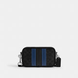 Coach Wyatt Crossbody Bag In Signature Canvas With Varsity Stripe Silver Black Multi