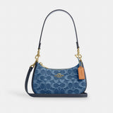 Coach Teri Mini Crossbody Bag In Signature Denim Gold Indigo