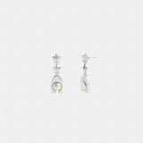 Coach Wildflower Signature Pearl Statement Drop Earrings Silver Pearl