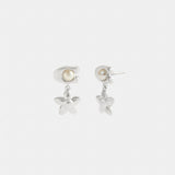 Coach Wildflower Signature Pearl Drop Earrings Silver Pearl