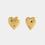 Coach Oversized Heart With Stones Stud Earrings Gold Multi
