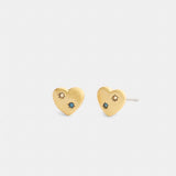 Coach Heart With Stones Stud Earrings Gold Multi