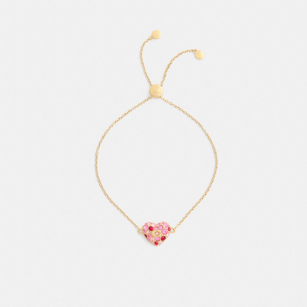 Coach Pavé Heart Slider Bracelet Gold Pink